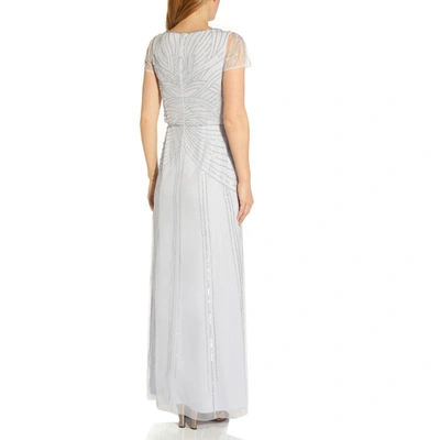 Shop Adrianna Papell Womens Blouson Maxi Evening Dress In Grey