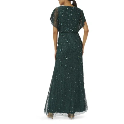 Shop Adrianna Papell Womens Beaded Maxi Evening Dress In Green