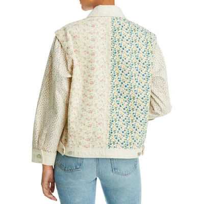 Shop Blanknyc Womens Denim Floral Denim Jacket In Beige