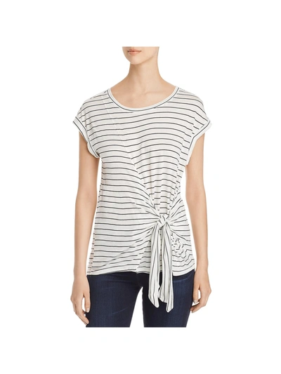 Shop Single Thread Womens Striped Crewneck Wrap Top In White