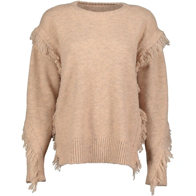 Shop Bishop + Young Mackenzie Womens Knit Fringe Pullover Sweater In Beige