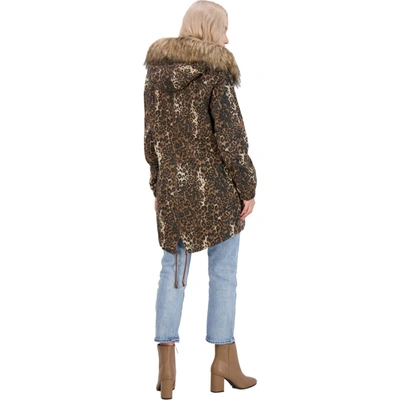Shop Lucky Brand Womens Animal Print Parka Anorak Jacket In Brown