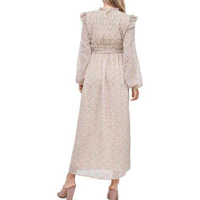 Shop En Saison Womens Metallic Long Maxi Dress In Beige
