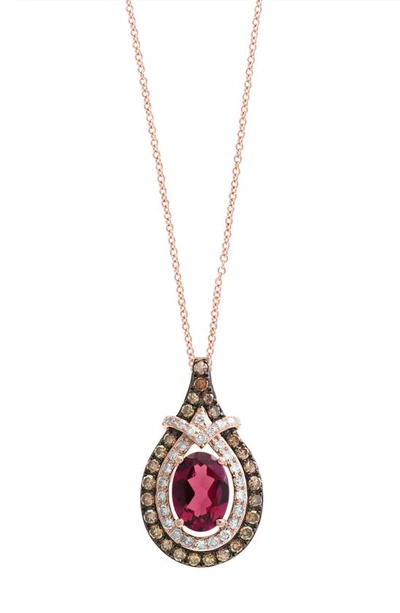 Shop Effy 14k Rose Gold Rhodolite Garnet & Diamond Pendant Necklace In Red