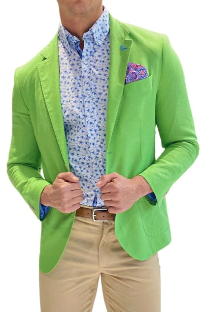 Shop Tailorbyrd Solid Two-button Linen Blend Sport Coat In Lime