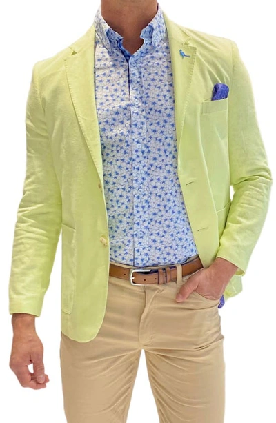 Shop Tailorbyrd Solid Two-button Linen Blend Sport Coat In Yellow