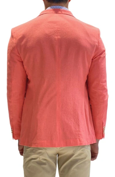 Shop Tailorbyrd Solid Two-button Linen Blend Sport Coat In Coral
