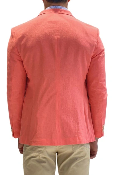 Tailorbyrd Solid Two-button Linen Blend Sport Coat In Coral