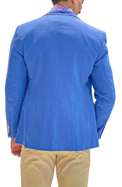 Shop Tailorbyrd Solid Two-button Linen Blend Sport Coat In Denim Blue