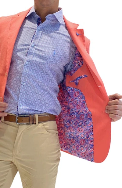 Shop Tailorbyrd Solid Two-button Linen Blend Sport Coat In Coral