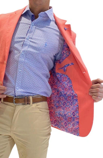 Tailorbyrd Solid Two-button Linen Blend Sport Coat In Coral
