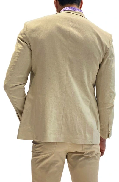Tailorbyrd Solid Two-button Linen Blend Sport Coat In Khaki