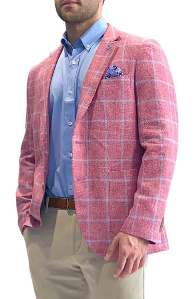 Tailorbyrd Windowpane Linen-blend Sportscoat In Nantucket Red