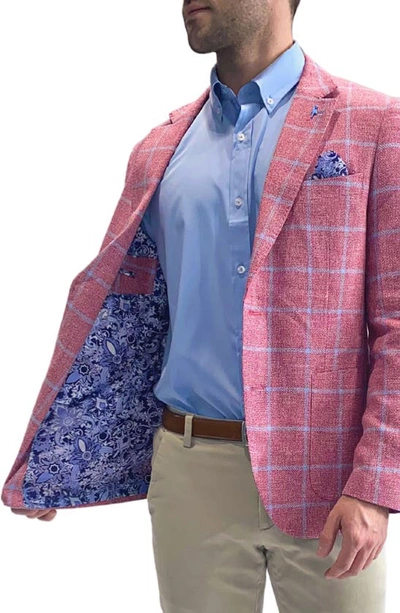 Tailorbyrd Windowpane Linen-blend Sportscoat In Nantucket Red