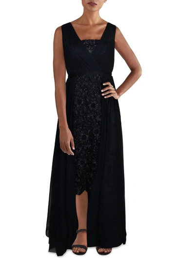 Shop Aidan Mattox Womens Lace Front Embroidered Midi Dress In Black