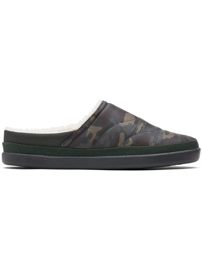 Shop Toms Sage Womens Faux Fur Lined Quilted Scuff Slippers In Green