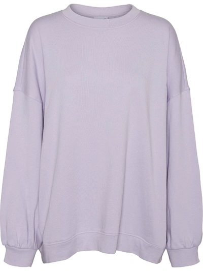 Shop Aware By Vero Moda Vmonia Womens Oversized Crewneck Sweatshirt In Purple