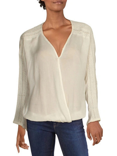 Shop Silver Jeans Co. Womens Cotton Lace Trim Blouse In Beige