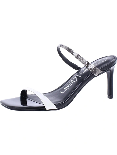 Shop Calvin Klein Halena Womens Leather Open Toe Dress Sandals In Black