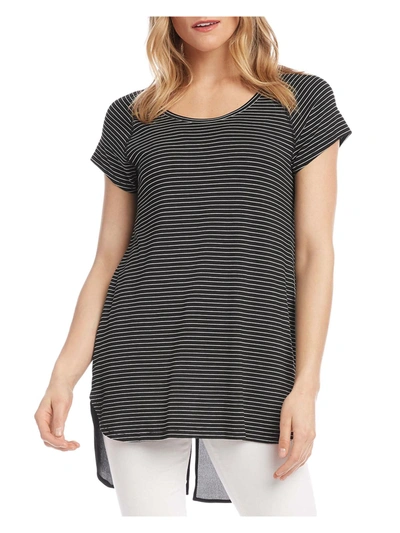 Shop Karen Kane Casablanca Womens Striped Contrast Shirttail T-shirt In Black