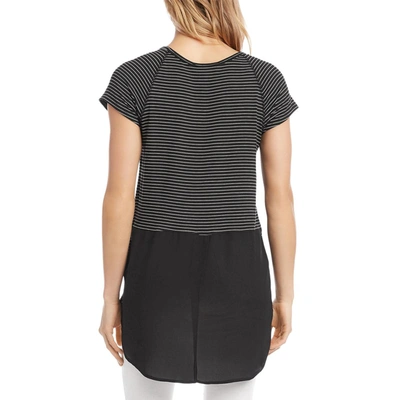 Shop Karen Kane Casablanca Womens Striped Contrast Shirttail T-shirt In Black