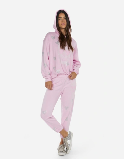 Lauren Moshi Harmony Crystal Pink Peace Love Skull In Peony Pink