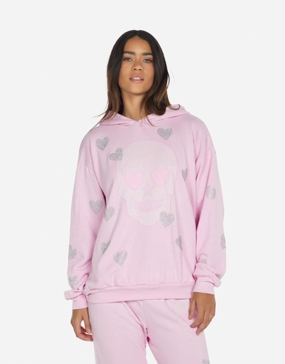 Lauren Moshi Harmony Crystal Pink Peace Love Skull In Peony Pink