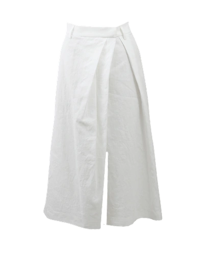 Brunello Cucinelli Cross Over Pleated Culotte In White