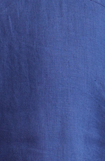 Shop Peter Millar Coastal Garment Dyed Linen Button-up Shirt In Atlantic Blue