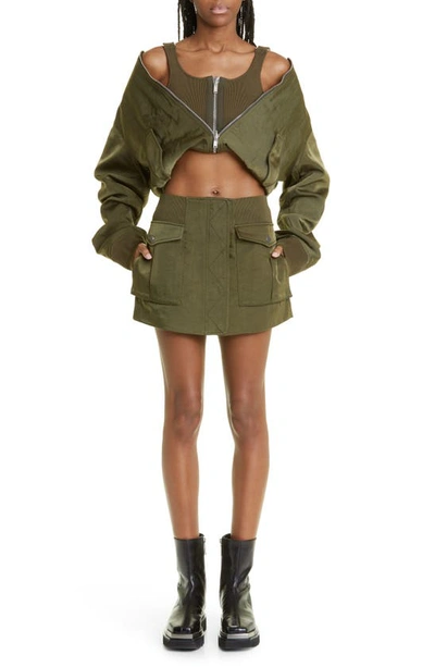 Shop Dion Lee Bomber Miniskirt In Military Green