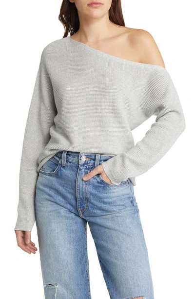 Shop Treasure & Bond Thermal Knit One-shoulder Sweater In Grey Light Heather