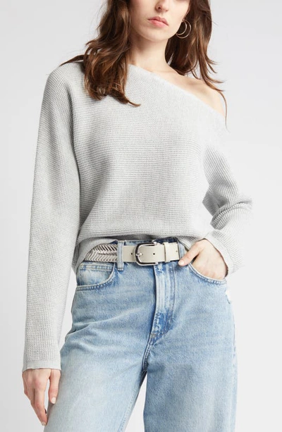 Shop Treasure & Bond Thermal Knit One-shoulder Sweater In Grey Light Heather