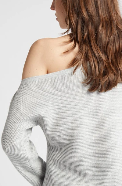 Shop Treasure & Bond Thermal Knit One-shoulder Sweater In Grey Light Heather