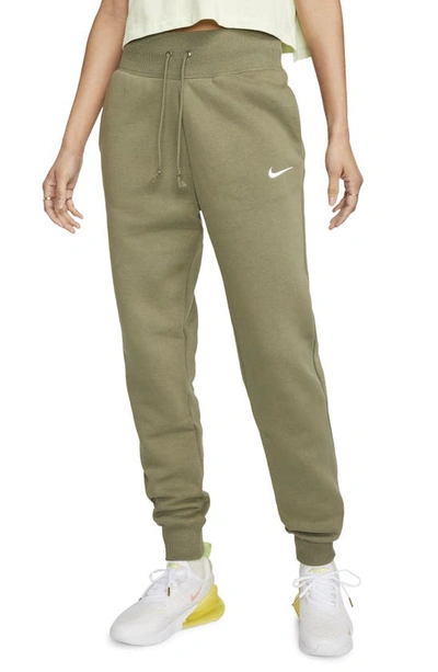 Shop Nike Sportswear Phoenix Fleece Sweatpants In Medium Olive/ Sail