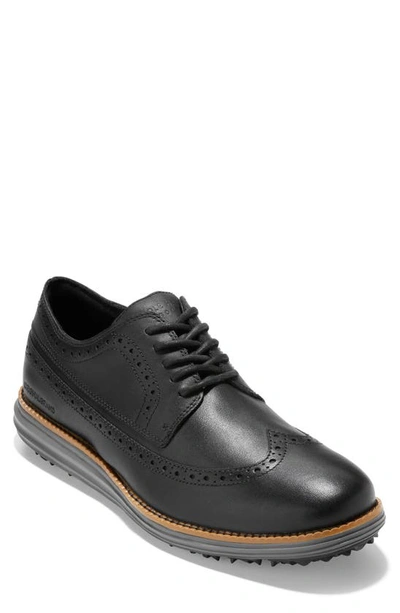Shop Cole Haan Original Grand Wingtip Golf Shoe In Black/ Ch Natural