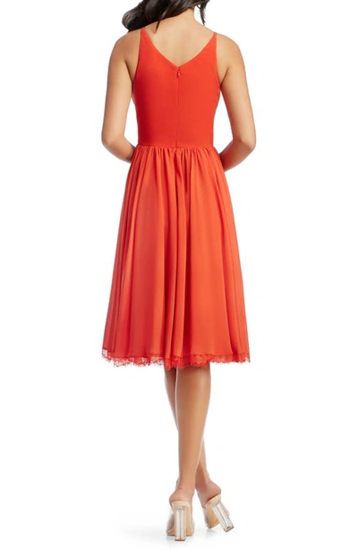 Dress The Population Alicia Poppy Fit And Flare Midi Dress In Poppy