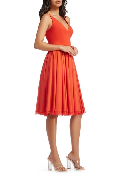 Dress The Population Alicia Poppy Fit And Flare Midi Dress In Poppy