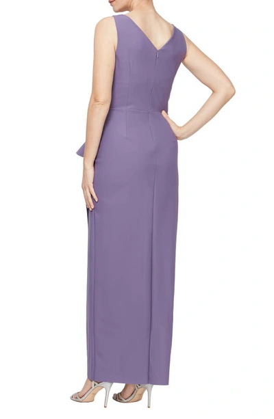 Alex Evenings Embellished Side Drape Column Gown In Icy Orchid