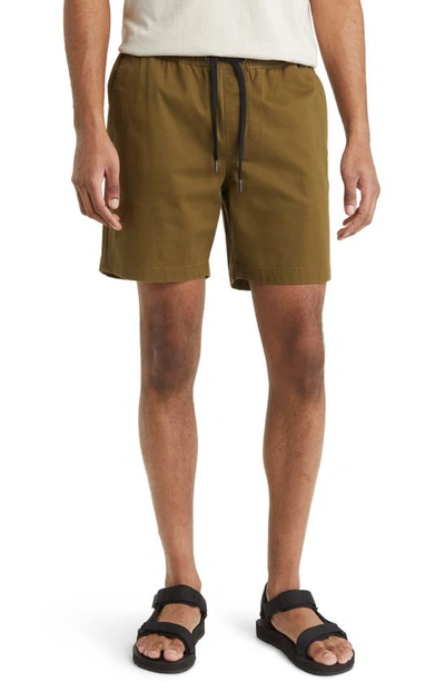 Shop Treasure & Bond Solid Deck Stretch Cotton Shorts In Olive Dark