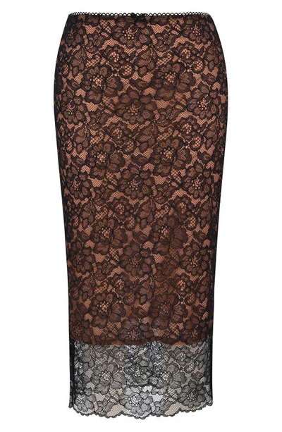 House Of Cb Lace Maxi Skirt In Black