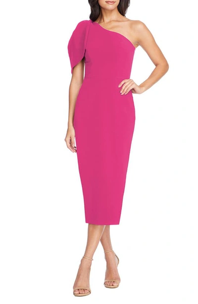 Dress The Population Tiffany Asymmetrical Midi Dress In Bright Fuchsia