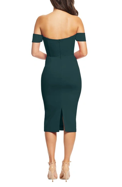 Dress The Population Bailey Off The Shoulder Body-con Dress In Pine