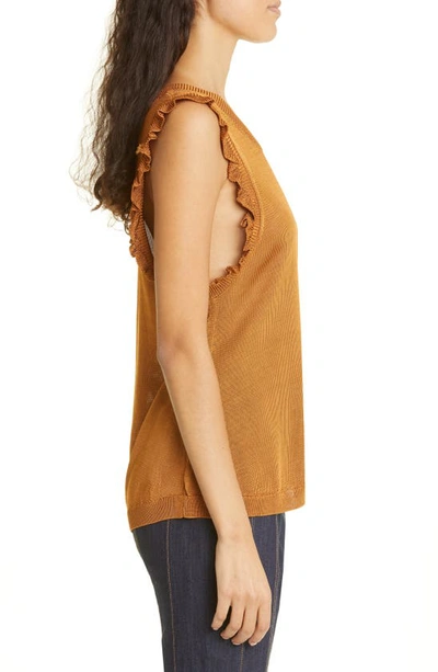 Shop Cinq À Sept Ruffle Edge Sleeveless Sweater In Pecan