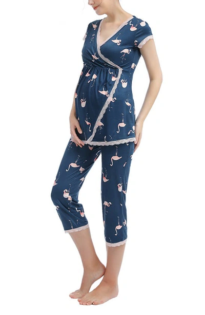 Kimi And Kai Kimi & Kai Addison Nursing/maternity Pajamas In Denim Blue