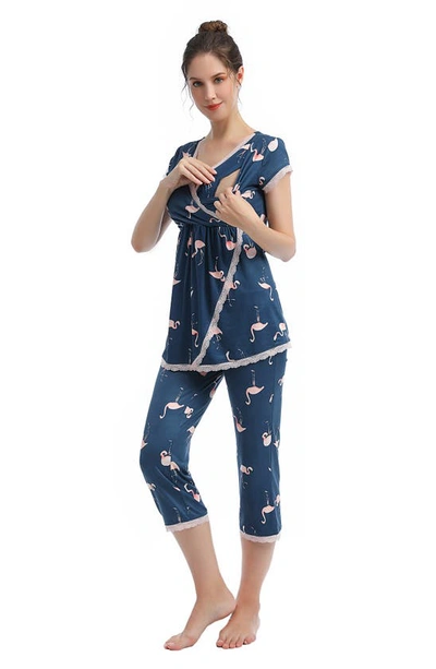 Kimi And Kai Kimi & Kai Addison Nursing/maternity Pajamas In Denim Blue