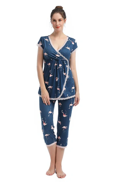 Kimi And Kai Kimi & Kai Addison Nursing/maternity Pajamas In Denim Blue