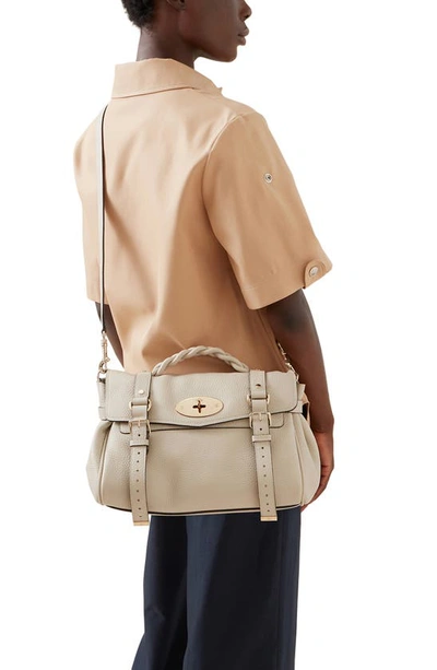 Shop Mulberry Alexa Leather Satchel In Chalk