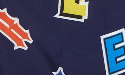 Shop Moncler Kids' Carlin Logo Print Hooded Jacket In Navy Multi