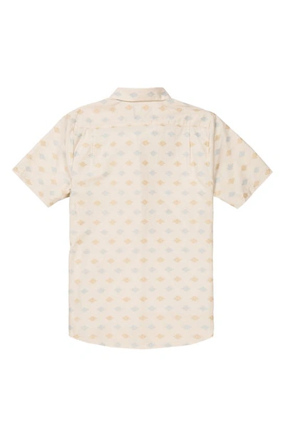 Shop Volcom Stackstone Print Short Sleeve Button-up Shirt In Whitecap Grey