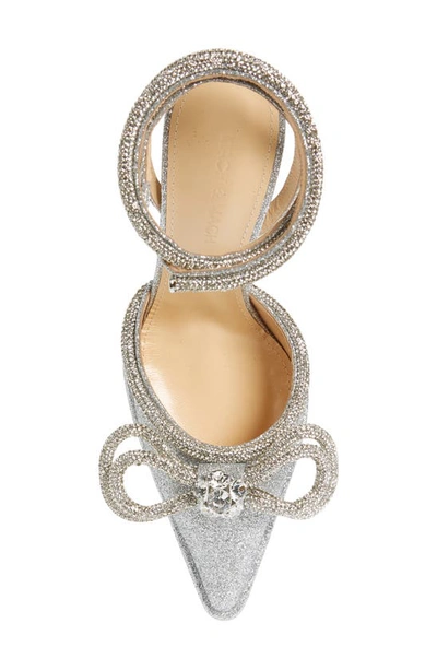 Mach&mach Double Bow Glittered Platform Pumps In Silver Glitter